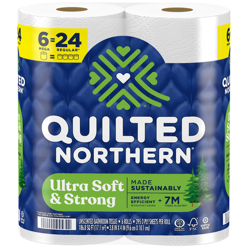 Quilted Northern Tissue Ultra Soft & Strong Toilet Paper, 6 Mega Rolls - 1770 Count