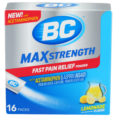 Bc Lemonade Flavor Max Strength Fast Pain Relief Powder - 16 Count