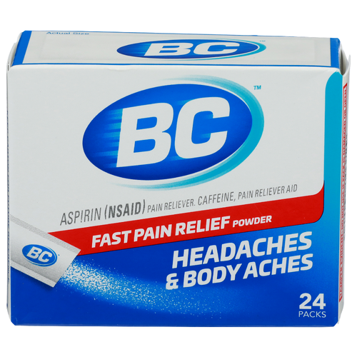 Bc Fast Pain Relief Powder Aspirin Nsaid Reliever - 24 Count