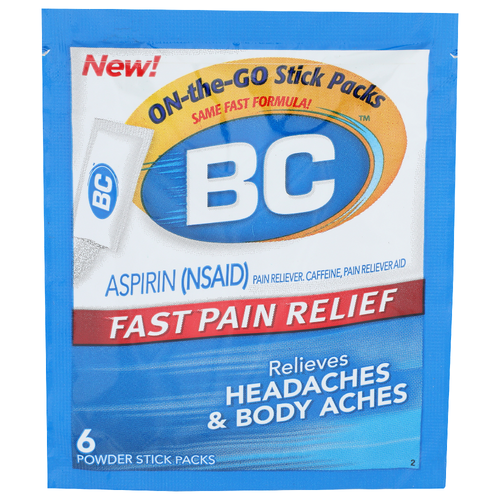 Bc Aspirin Nsaid Pain Reliever, Caffeine, Aid - 6 Count