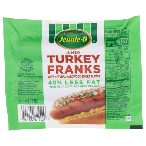 Jennie-O Natural Hardwood Smoke Flavor Jumbo Turkey Franks - 16 Ounce