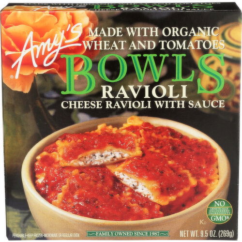 Amy's Amy’s Frozen Bowls, Cheese Ravioli with Sauce, 9.5 oz. - 9.5 Ounce