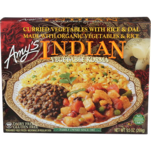 Amy's Vegetable Korma Curried Vegetables With Rice & Dal - 9.5 Ounce