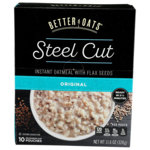Better Oats Instant Oatmeal Box Steel Cut Original - 1.16 Ounce - 10 Count