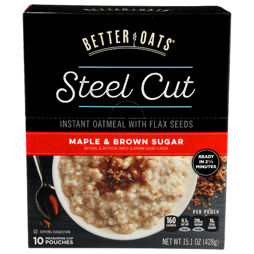 Better Oats Instant Oatmeal Box Steel Cut Maple & Brown Sugar - 1.51 Ounce - 10 Count