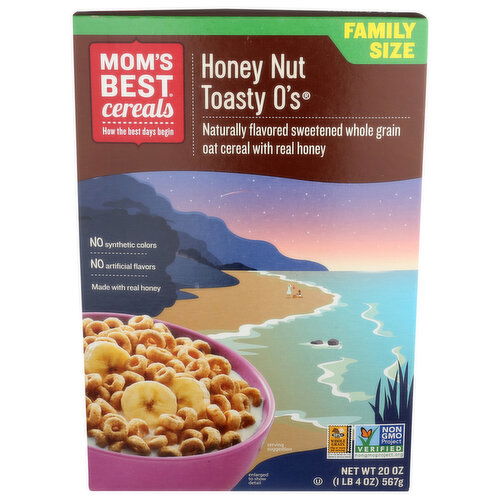 Mom's Best Cereals Ready To Eat Cereal Box Honey Nut Toasty O's - 20 Ounce