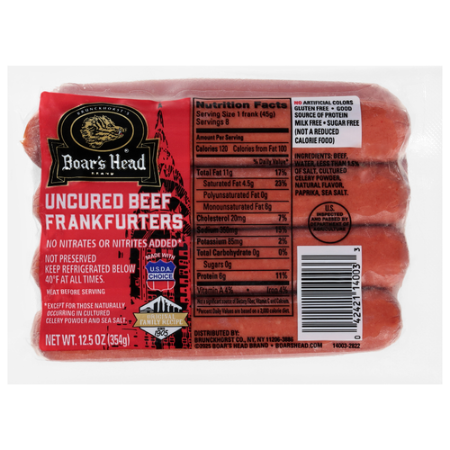 Boar's Head Uncured Beef Frankfurters - 12.5 Ounce Image 1 of 4