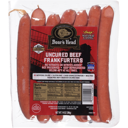 Boar's Head Natural Casing Beef Frankfurters - 14 Ounce Image 1 of 4