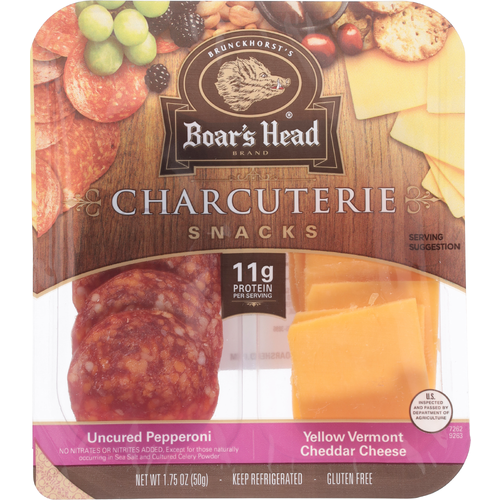 Boar's Head Uncured Pepperoni & Vermont Cheddar Cheese Charcuterie - 1.75 Ounce Image 1 of 4