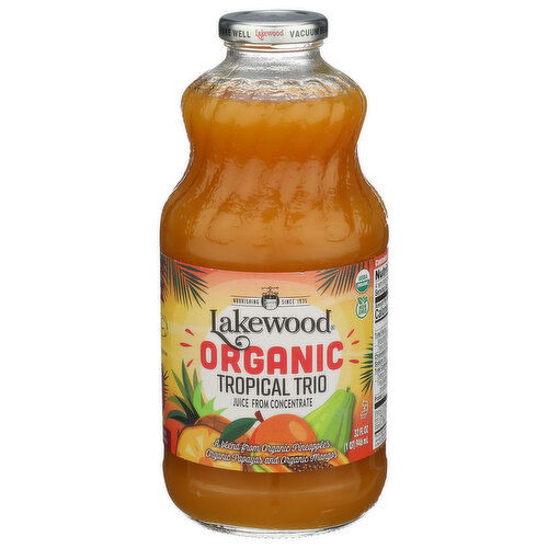 LAKEWOOD Pineapple Papaya Mango Organic Tropical Trio - 32 Fluid Ounce
