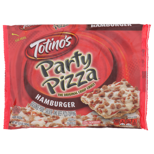 Totino's Seasoned Pork, Chicken, And Beef Pizza Topping The Original Crisp Crust Party Hamburger - 10.9 Ounce