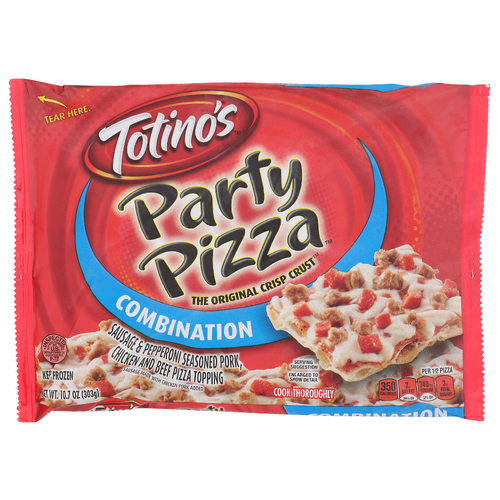 Totino's Sausage & Pepperoni Seasoned Pork, Chicken And Beef Pizza Topping Combination Party - 10.7 Ounce