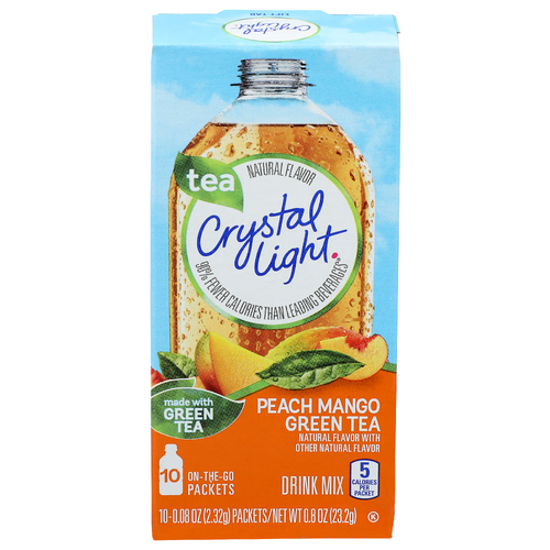 Crystal Light Peach Mango Green Tea On-The-Go Packets Drink Mix - 0.08 Ounce - 10 Count