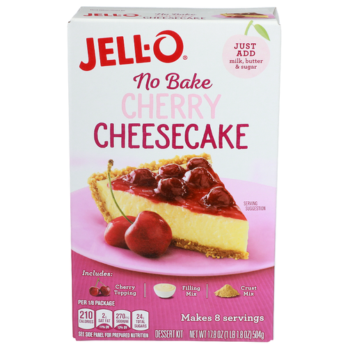 Jell-O Cherry Cheesecake No Bake Dessert Kit - 2.225 Ounce - 8 Count