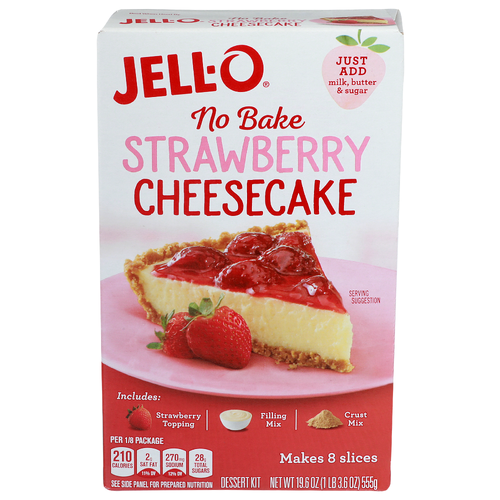 Jell-O Strawberry Cheesecake No Bake Dessert Kit - 2.45 Ounce - 8 Count