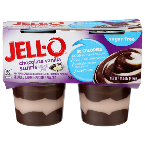 Jell-O Chocolate Vanilla Swirls Sugar Free Pudding Snacks - 14.5 Ounce