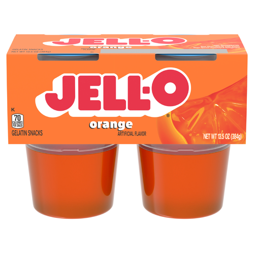 Jell-O Original Orange Artificially Flavored Ready-To-Eat Gelatin Snack Cups - 4 Count