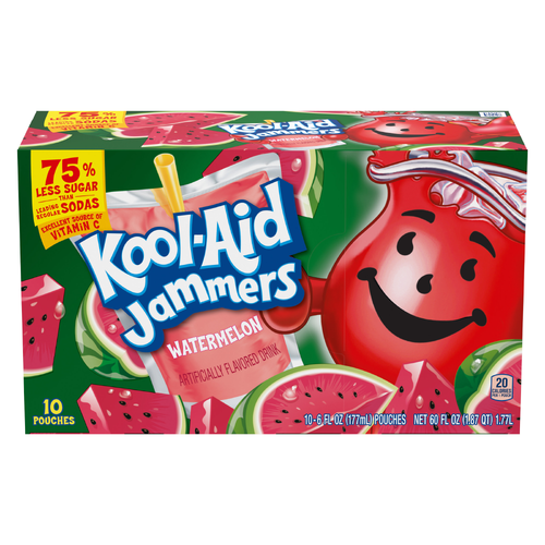 Kool-Aid Jammers Watermelon Flavored Drink, Box, Pouches - 10 Count