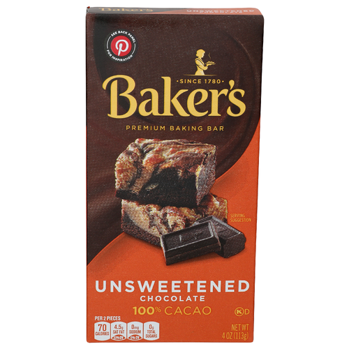 Baker's Chocolate Unsweetened Premium Baking Bar - 4 Ounce - 1 Count