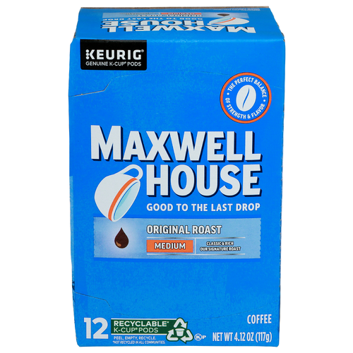 Maxwell House Medium Original Roast Keurig Genuine K-Cup Pods Coffee - 0.343 Ounce - 12 Count