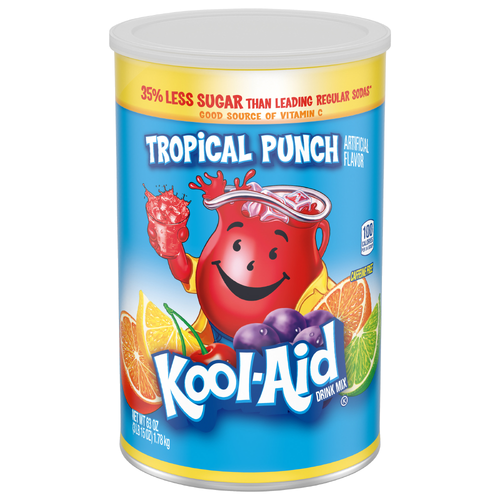 Kool-Aid Sugar-Sweetened Tropical Punch Artificially Flavored Powdered Soft Drink Mix, Canister - 63 Ounce