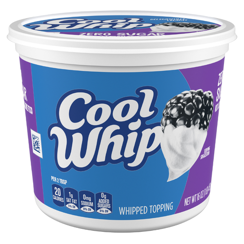 Cool Whip Zero Sugar Whipped Topping, Tub - 16 Ounce