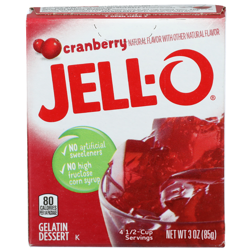 Jell-O Cranberry Gelatin Dessert - 0.75 Ounce - 4 Count
