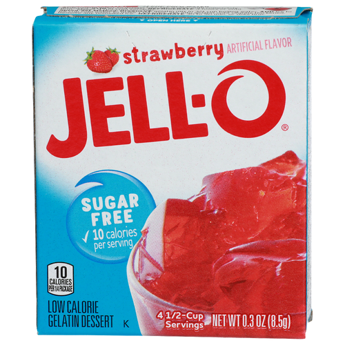 Jell-O Strawberry Sugar Free Low Calorie Gelatin Dessert - 0.3 Ounce