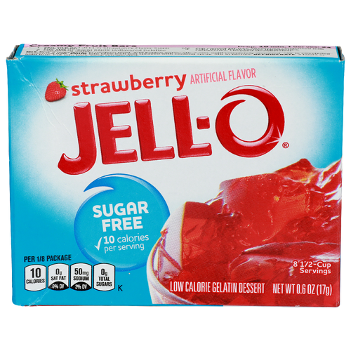 Jell-O Strawberry Low Calorie Sugar Free Gelatin Dessert - 0.075 Ounce - 8 Count