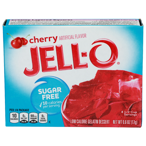 Jell-O Cherry Low Calorie Sugar Free Gelatin Dessert - 0.075 Ounce - 8 Count