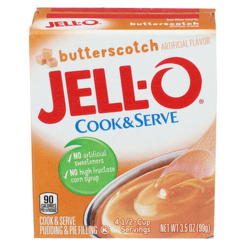 Jell-O Butterscotch Pudding & Pie Filling - 0.875 Ounce - 4 Count