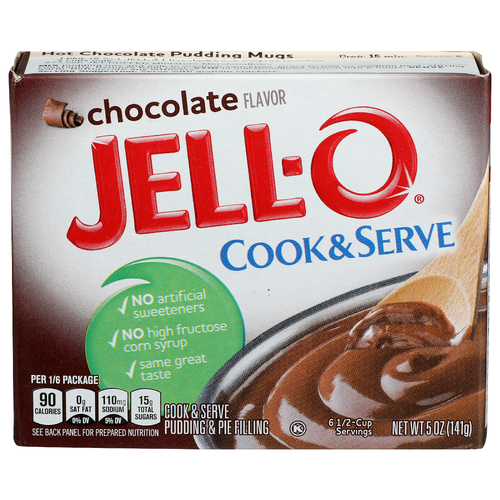 Jell-O Chocolate Flavor Pudding & Pie Filling - 0.833 Ounce - 6 Count