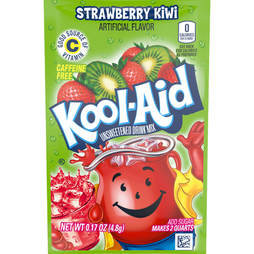 Kool-Aid Unsweetened Strawberry Kiwi Artificially Flavored Powdered Soft Drink Mix, Packet - 0.17 Ounce
