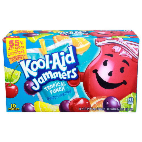 Kool-Aid Jammers Tropical Punch Drink Pouches - 6 Fluid Ounce - 10 Count