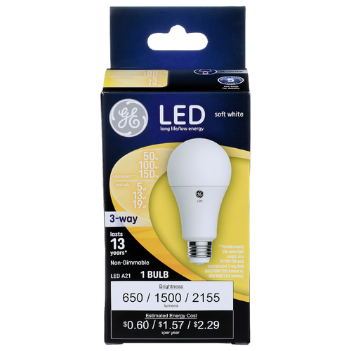 Ge 3-Way Soft White Led A21 Bulb - 1 Count