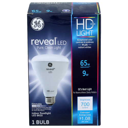 Ge Reveal Hd+ Light Indoor Floodlight Led Br30 - 1 Count