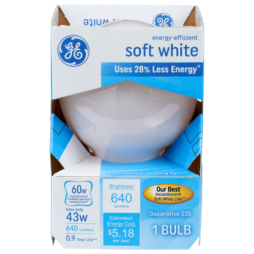 Ge Soft White Decorative G25 Bulb - 1 Count