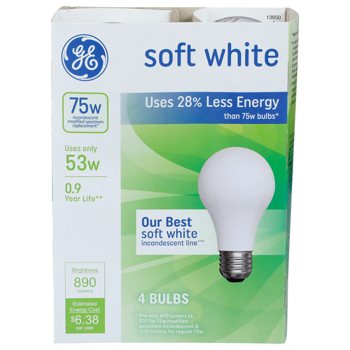 Ge Soft White Bulb - 4 Count Image 1 of 2