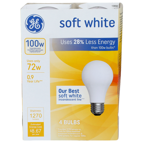 Ge Soft White Bulb - 4 Count Image 1 of 2