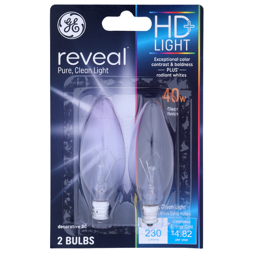 GE REVEAL Decorative Bc Bulb - 2 Count