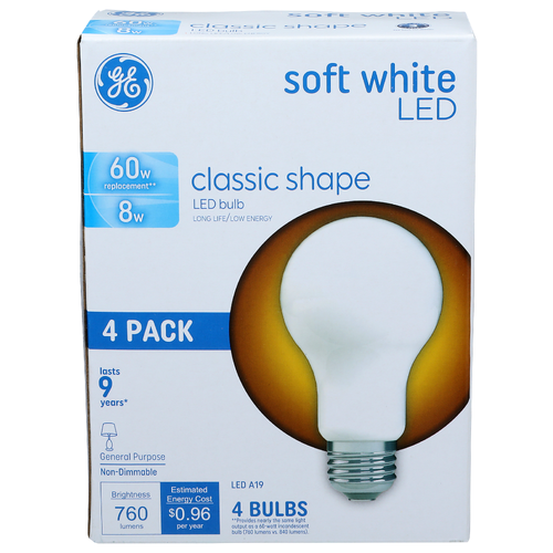 Ge Soft White Led A19 Bulb - 4 Count