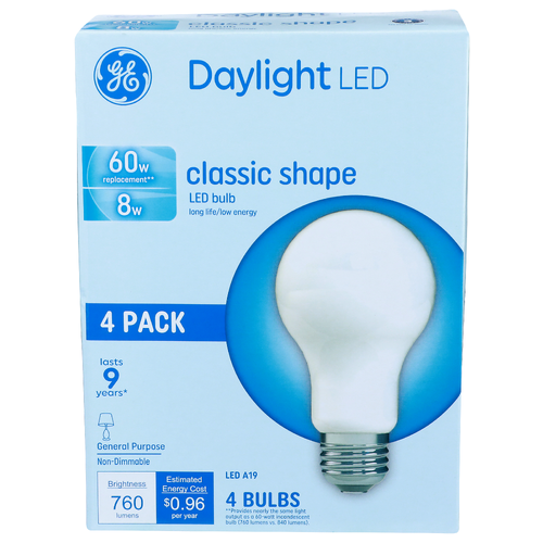 Ge Classic Shape Led A19 Daylight - 4 Count
