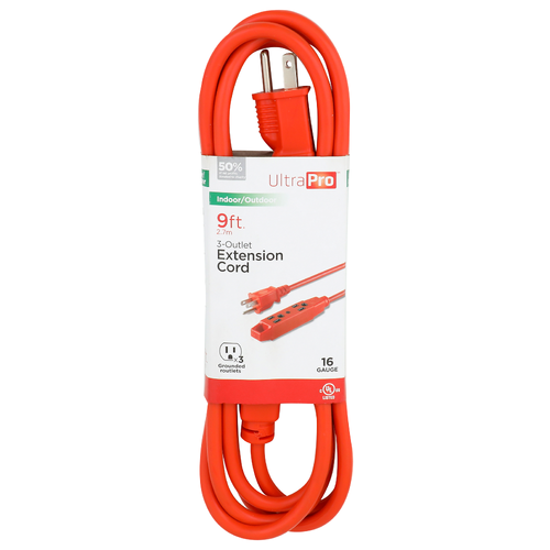 Ultrapro X3 Grounded Outlets Extension Cord - 9 Foot