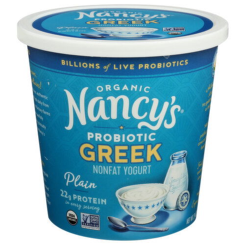NANCY's Organic Probiotic Nonfat Greek Yogurt Plain - 24 Ounce Image 1 of 2