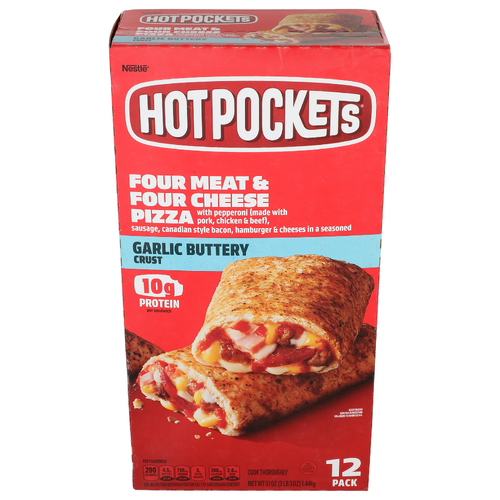 Nestle Garlic Buttery Crust Hot Pocket Four Meat & Four Cheese Pizza - 4.25 Ounce - 12 Count