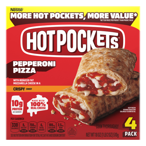 Hot Pockets Crispy Crust Pepperoni Frozen Sandwiches - 18 Ounce Image 1 of 2