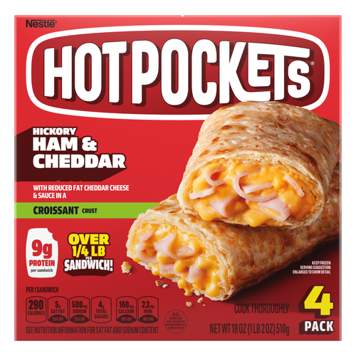 Hot Pockets Croissant Crust Ham & Cheddar Frozen Sandwiches - 18 Ounce Image 1 of 2
