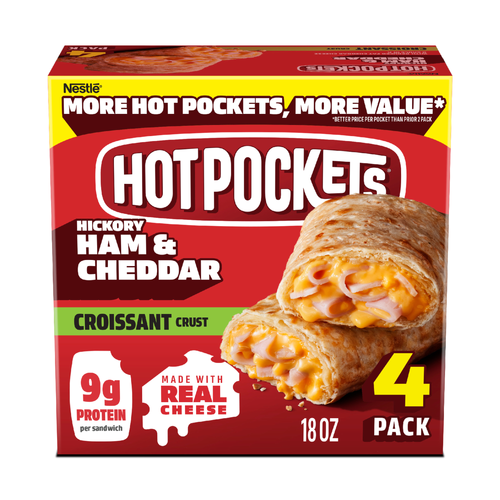 Hot Pockets Croissant Crust Ham & Cheddar Frozen Sandwiches - 18 Ounce