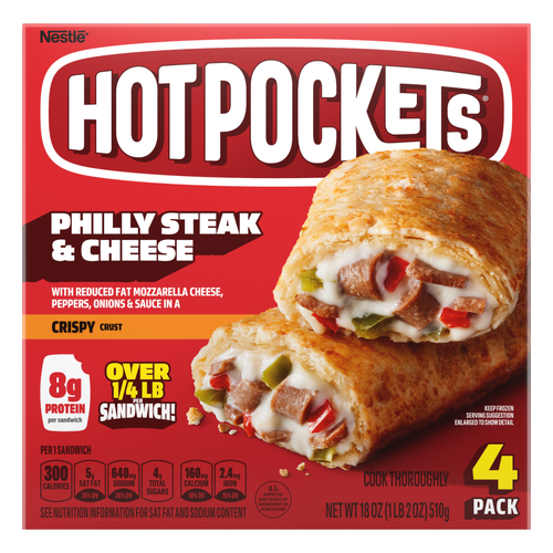 Hot Pockets Philly Steak And Cheese, Frozen Snacks, Air Fryer Protein, 4PK - 18 Ounce Image 1 of 2