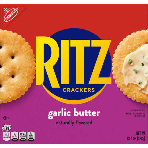 RITZ Garlic Butter Crackers, Snacks For Kids And Adults, Lunch - 13.7 Ounce